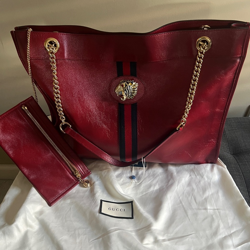 Gucci Rajah Red Leather Tote Bag
